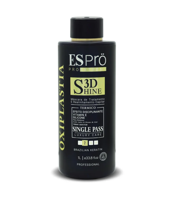 ESPrö Pro Extreme S3D Shine Oxiplastia Hair Mask Professional 1L bottle of ESPrö S3D Shine Oxiplastia for 100% permanent hair straightening and 3D mirror glow.