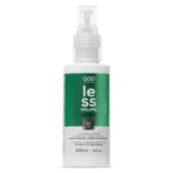 Front view of QOD Less Volume Leave-In 120ml bottle for frizz control and smoothness.