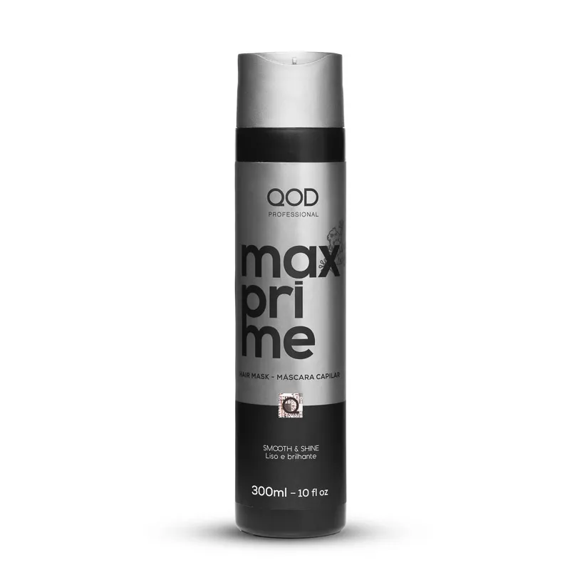 QOD Max Prime After Treatment Hair Mask 300ml Front view of the QOD Max Prime After Treatment Mask bottle, a professional hair mask for maintaining smooth and shiny hair after straightening treatments.