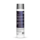 Detailed back view of QOD Max Silver Shampoo bottle showing professional usage instructions and full ingredient list.