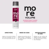 Step-by-step directions for using QOD More Volume Conditioner on damp hair for 3 minutes.
