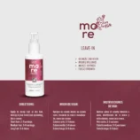 Infographic showing directions for QOD More Volume Spray with recommended doses for short, medium, and long hair in English, Portuguese, and Spanish.