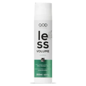 Front view of the 300ml bottle of QOD Professional Less Volume Shampoo, highlighting its sulfate-free and frizz-control formula.